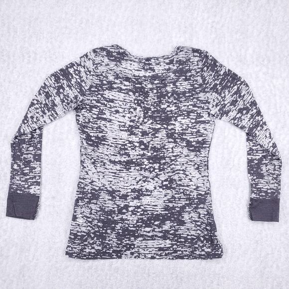 Maurices Henley Top Womens L Gray Sheer Long Sleeve Rhinestone Stylish Layering - Picture 4 of 8